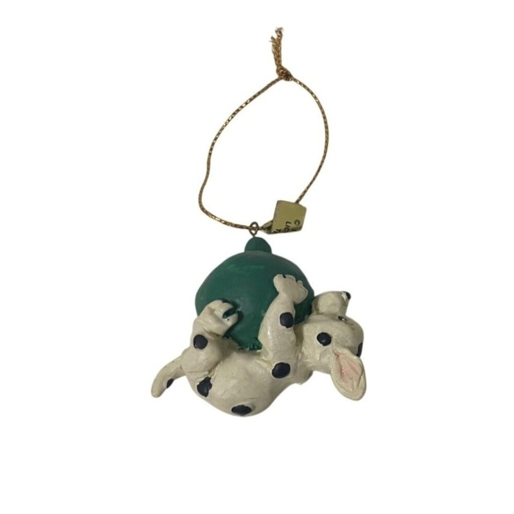 Dalmatian Puppy Christmas Ornament With Green Ball 2"